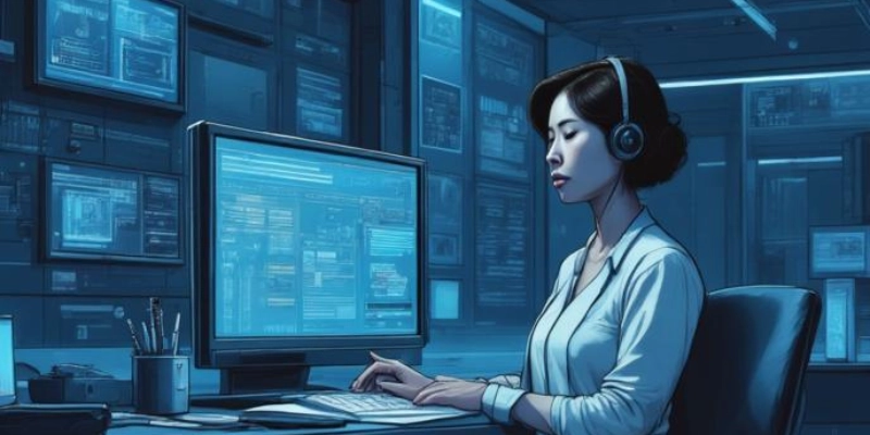 Ilustrasi otomatisasi bisnis menggunakan artificial intelligence dan robotic process automation