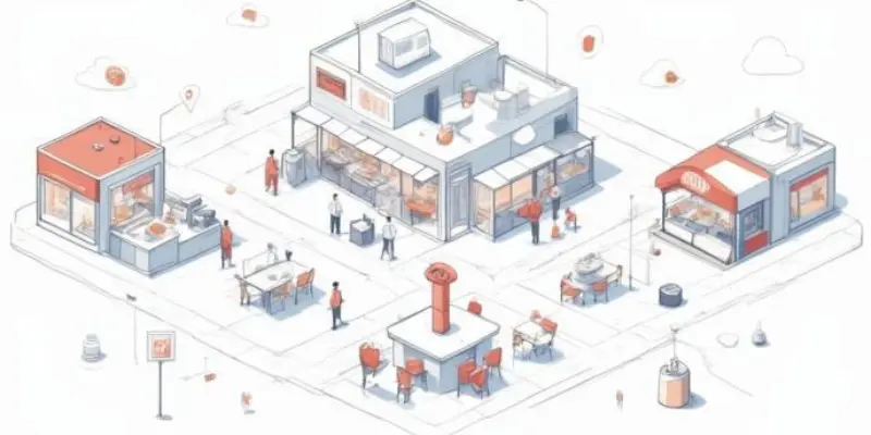 Ilustrasi berbagai model cloud kitchen seperti multi-brand kitchen dan shared kitchen.