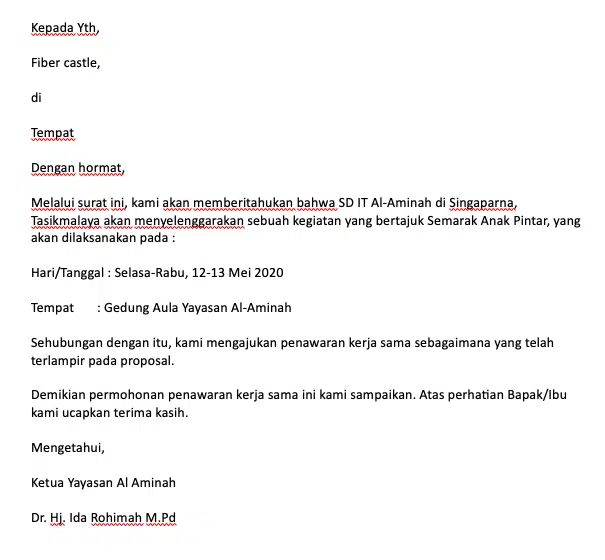 contoh surat penawaran jasa