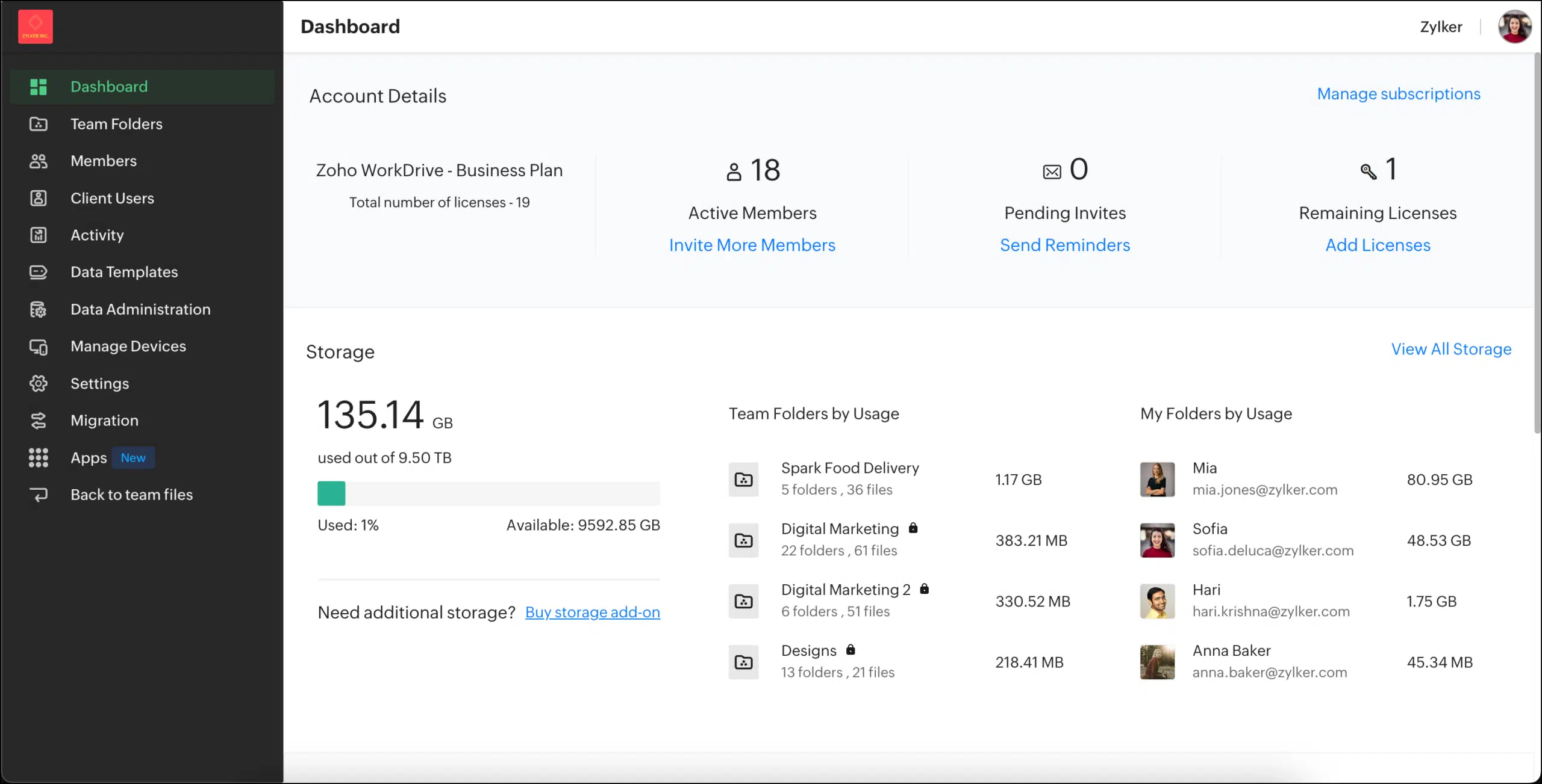 document management system zoho workdrive