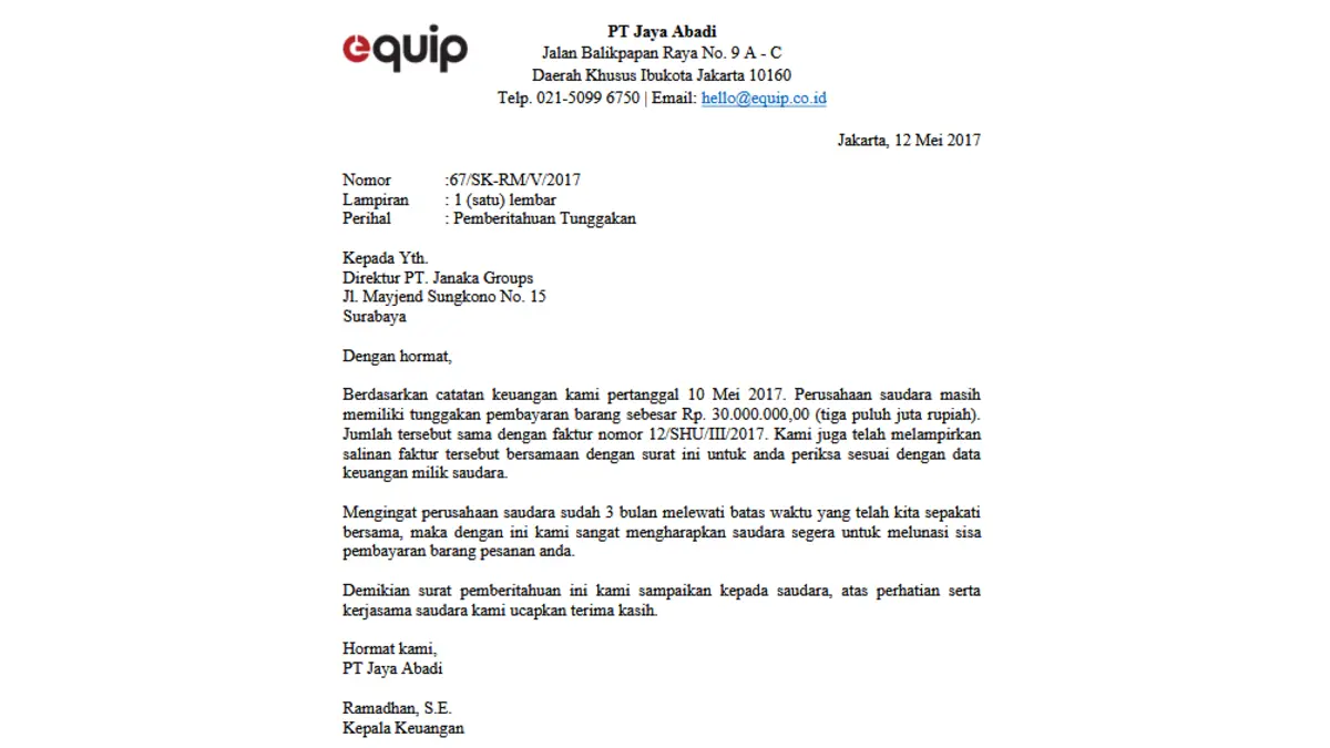 Contoh Surat Tagihan
