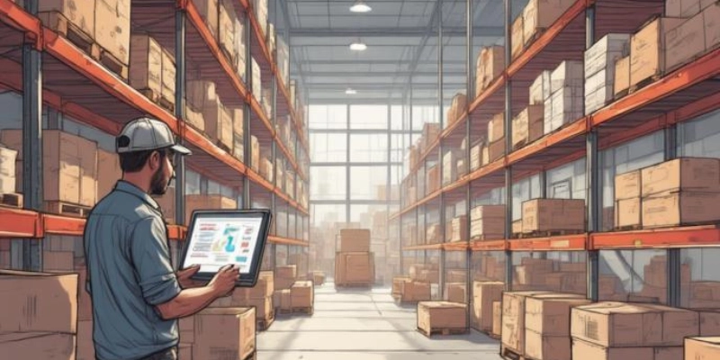 Warehouse operations running smoothly with organized inventory and stock availability.