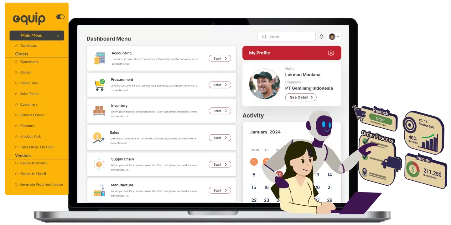ERP Dashboard Equip