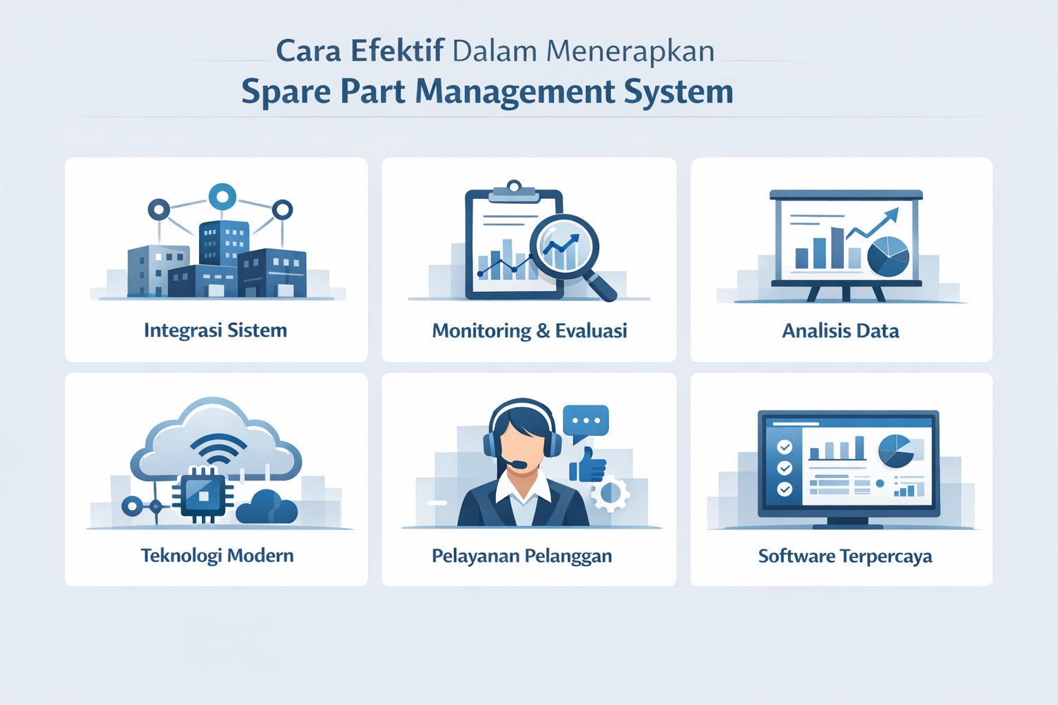 Infografis langkah efektif menerapkan spare part management system dalam bisnis