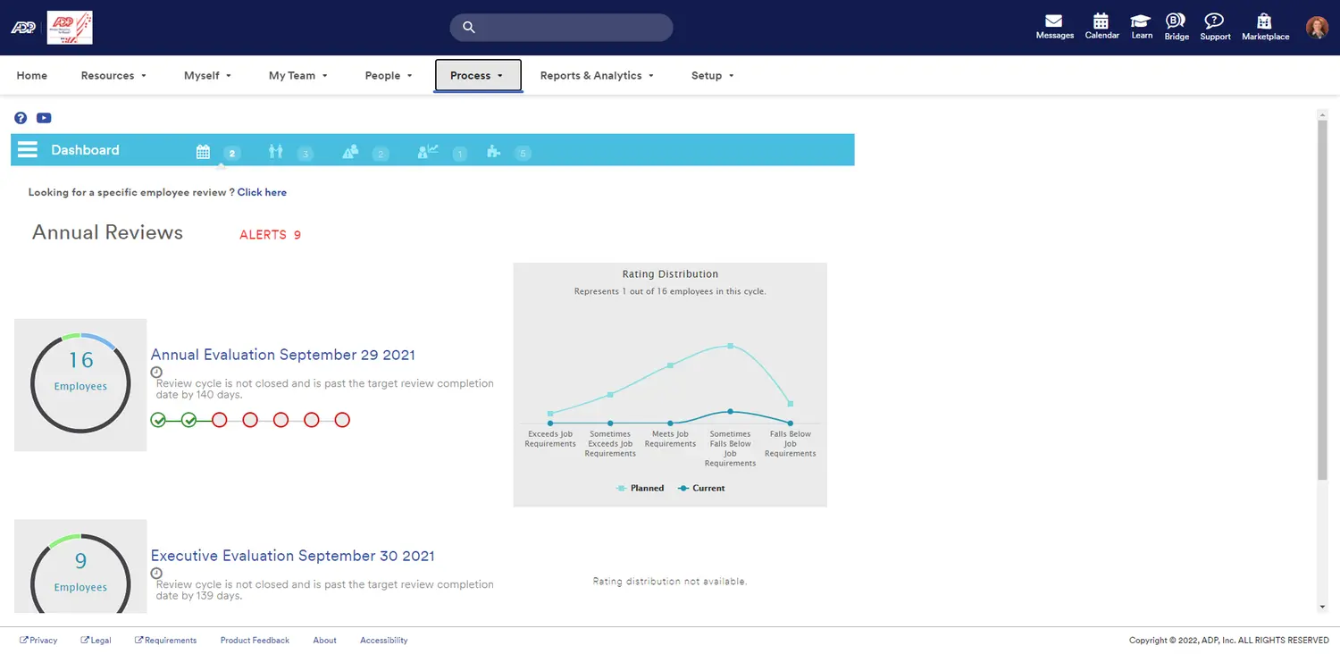 ADP Workforce Now hcm dashboard