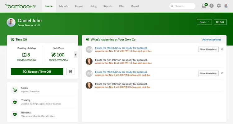 BambooHR dashboard
