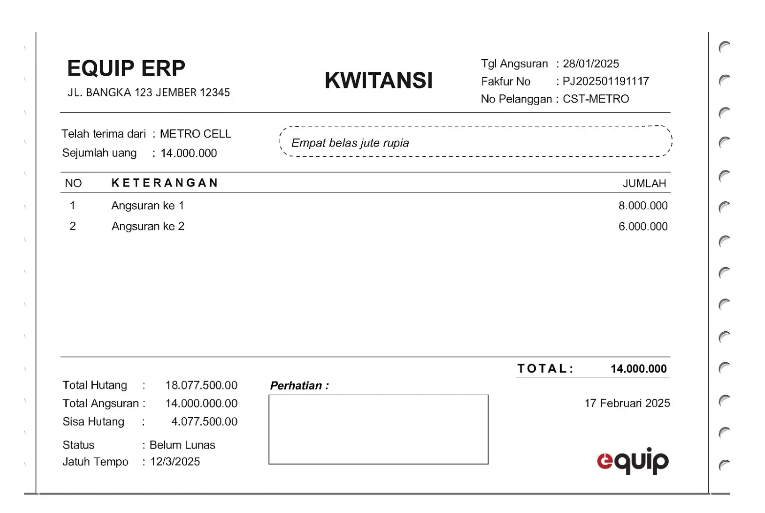 download format template contoh kwitansi buku kosong