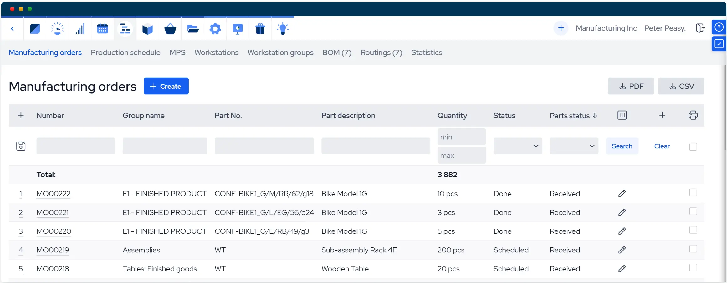 mrpeasy-dashboard production planning software