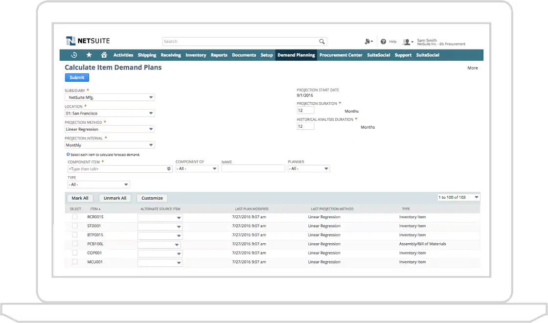 netsuite-dashboard production planning software