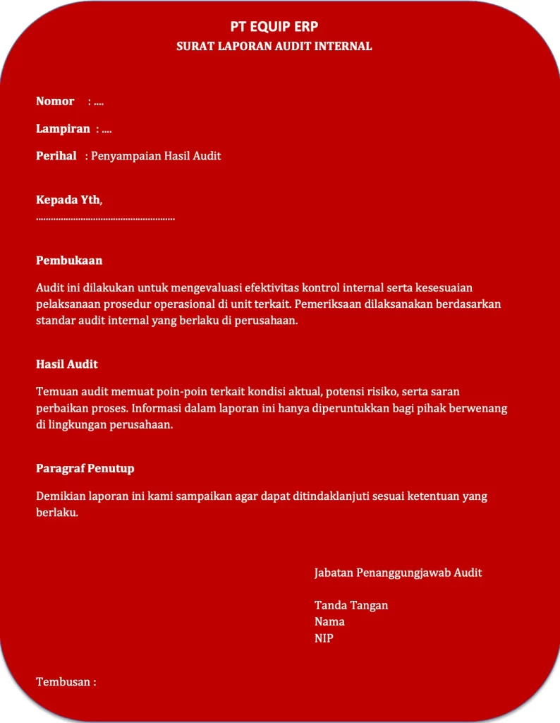 contoh laporan audit internal