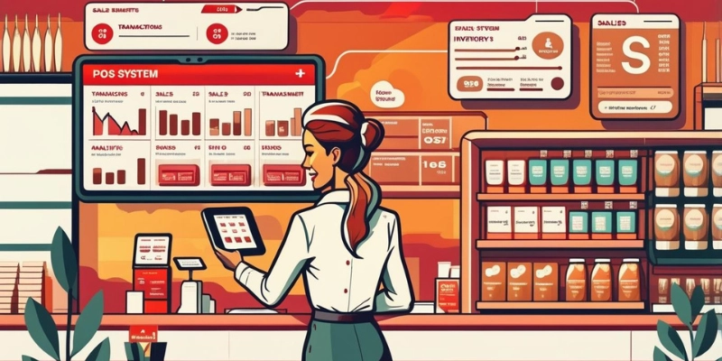 Ilustrasi manfaat penggunaan sistem POS untuk meningkatkan efisiensi operasional bisnis retail.