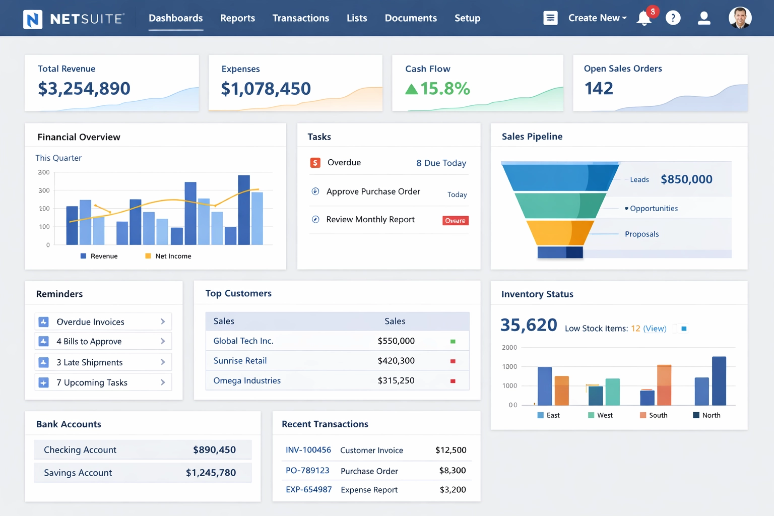 UI Dashboard Net Suite