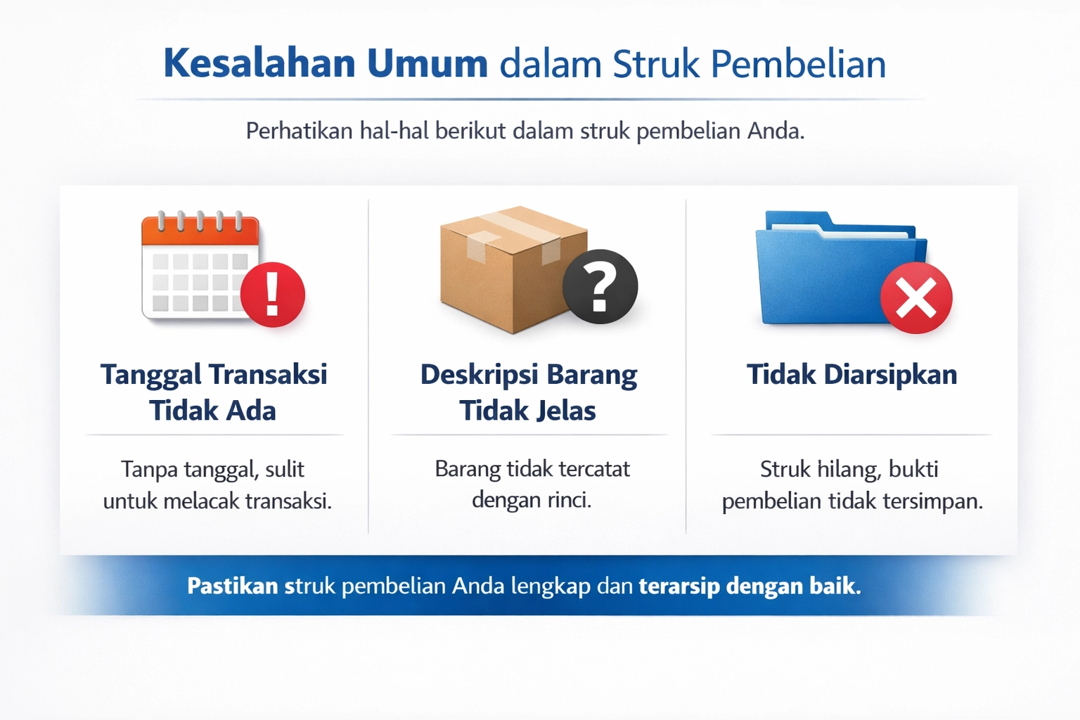 Infografis kesalahan umum dalam pembuatan nota pembelian