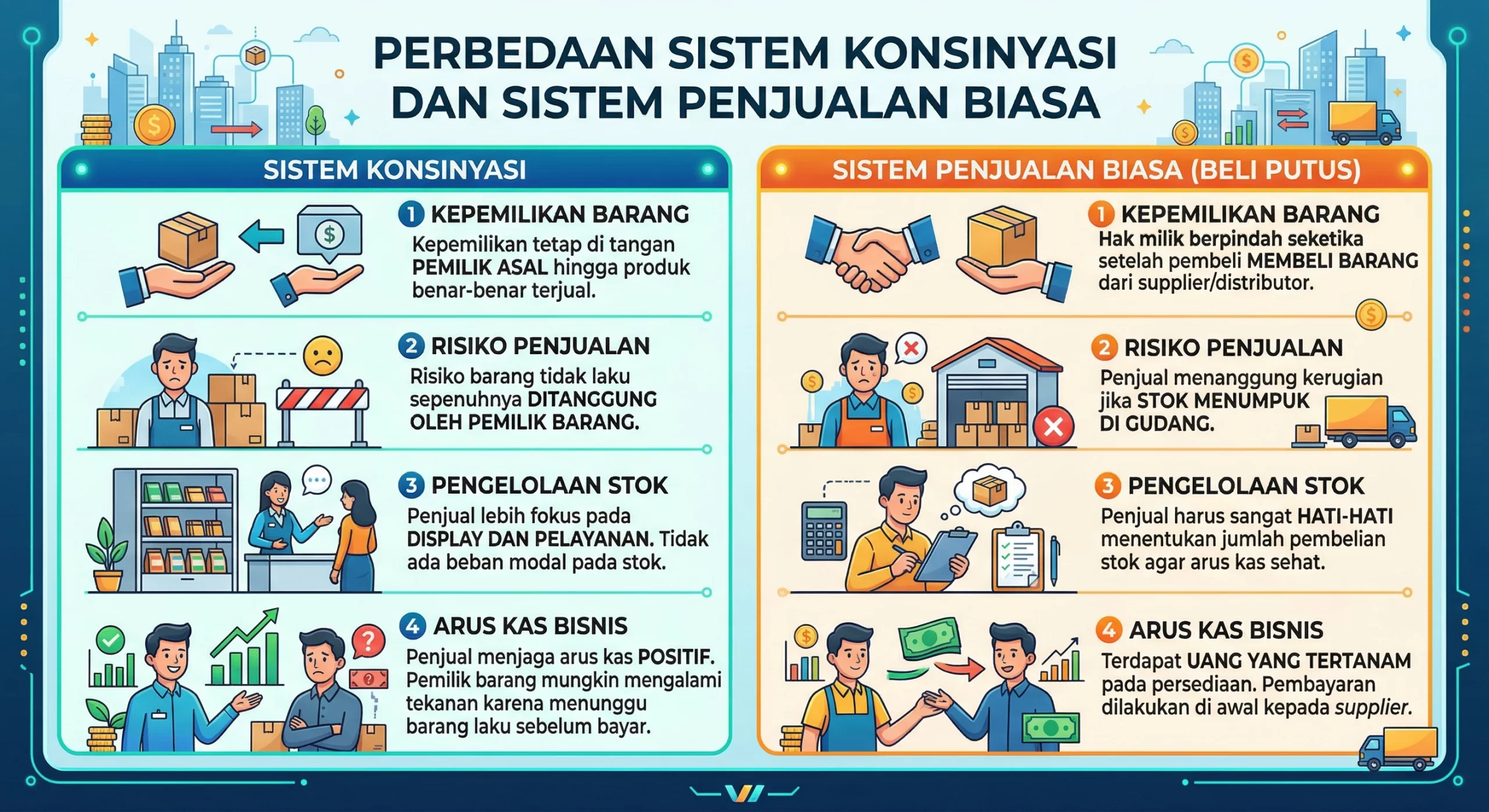 Perbedaan Sistem Konsinyasi dan Sistem Penjualan Biasa
