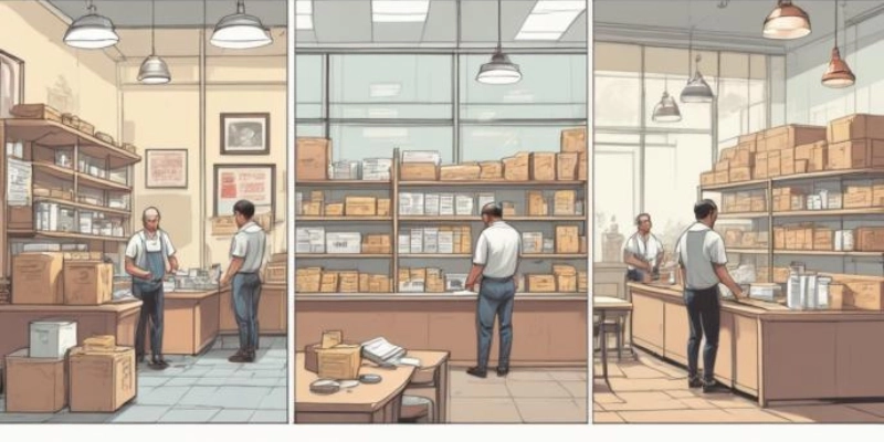 Ilustrasi penggunaan buku stok barang untuk toko, gudang, dan restoran.