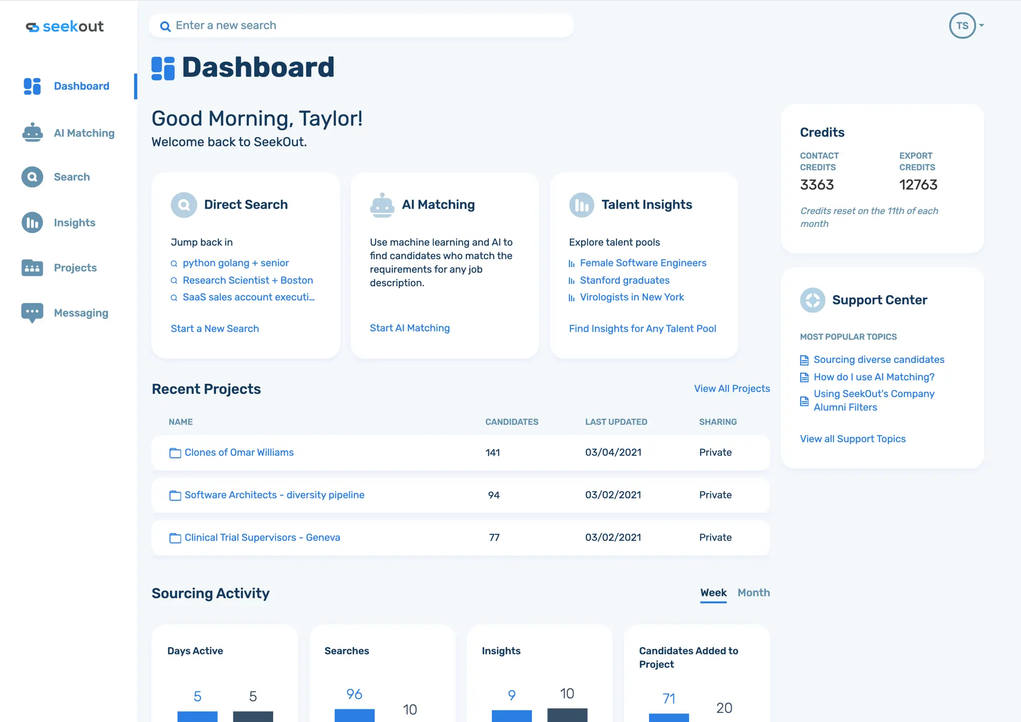 SeekOut Dashboard